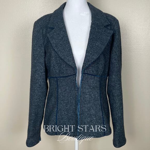 Rare Blue Blazer ASO Lorelai Gilmore Girls Lace Up Back Vintage Office Y2K - Picture 4 of 8